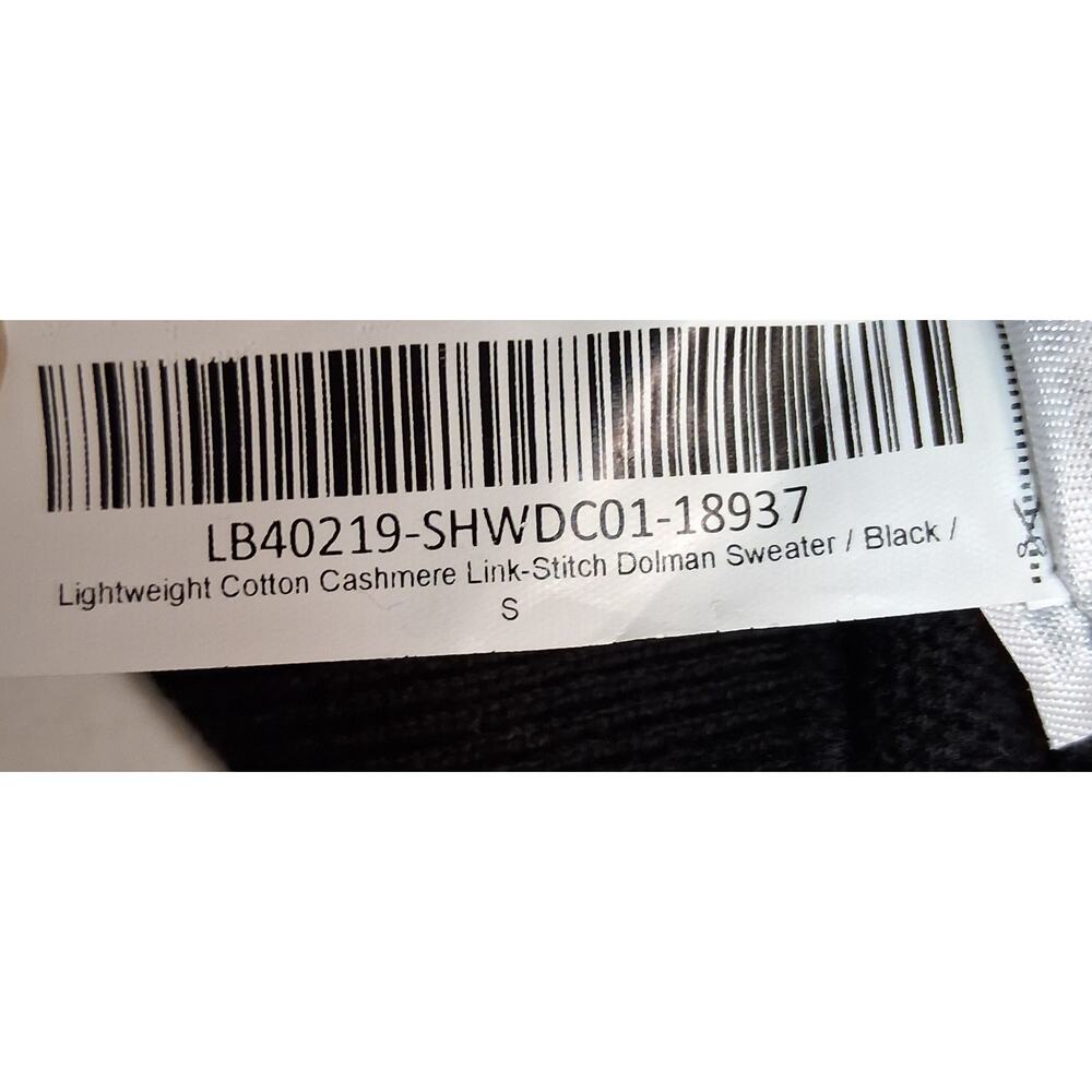 Quince Lightweight Cotton Cashmere Blend Link-Stitch Dolman Sweater Black Small - Picture 7 of 7
